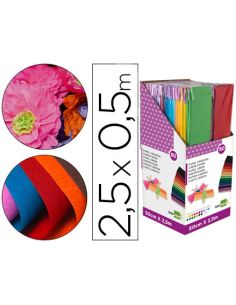 Papel Crespon Liderpapel 0.50 X 2.50 Mt Encelofanado Expositor De 80 Unidades Colores Surtidos