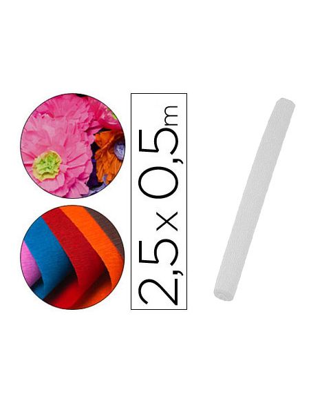 Papel Crespon Liderpapel Rollo De 50 Cm X 2,5 M 85G/M2 Blanco