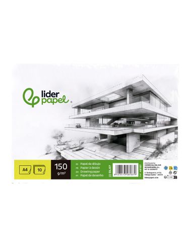 Papel Dibujo Liderpapel 210X297Mm 150G/M2 Sin Recuadro Pack De 10 Hojas