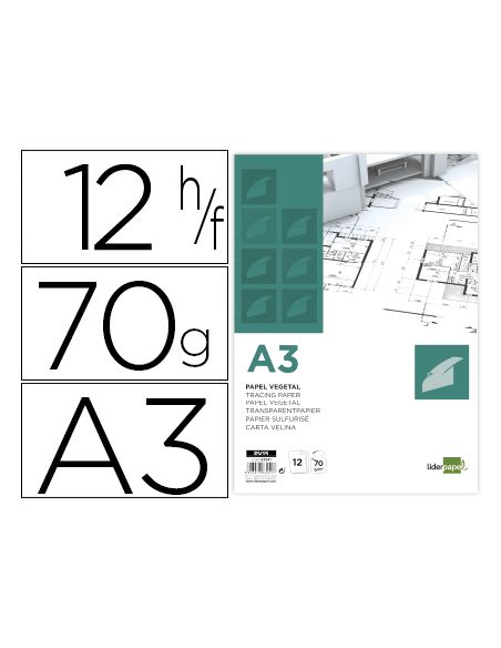 Papel Vegetal Liderpapel A3 70Gr 297X420Mm Sobre De 12 Hojas