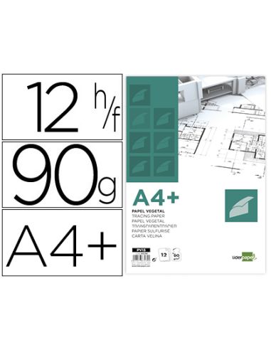 Papel Vegetal Liderpapel A4+ 90 Gr 240X320Mm Sobre De 12 Hojas