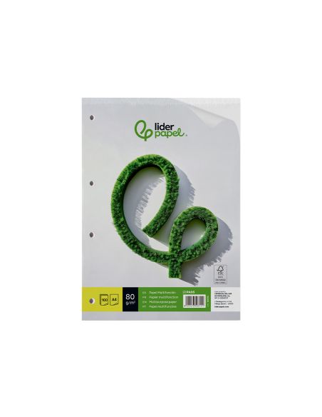 Papel Liderpapel A4 80G/M2 Liso 4 Taladros Paquete De 100 Hojas