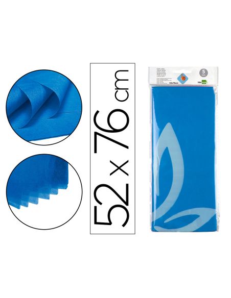 Papel Seda Liderpapel 52X76Cm 18G/M2 Bolsa De 5 Hojas Azul