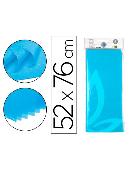 Papel Seda Liderpapel 52X76Cm 18G/M2 Bolsa De 5 Hojas Celeste
