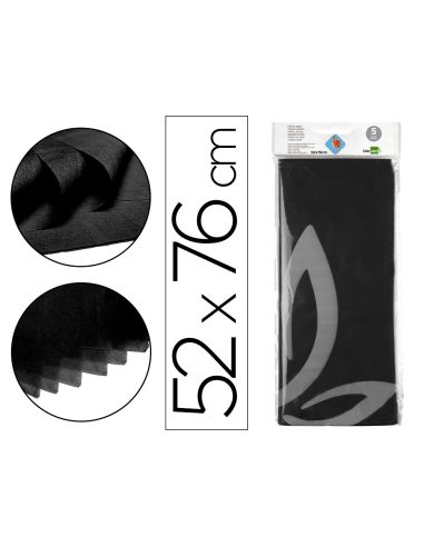 Papel Seda Liderpapel 52X76Cm 18G/M2 Bolsa De 5 Hojas Negro