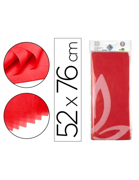 Papel Seda Liderpapel 52X76Cm 18G/M2 Bolsa De 5 Hojas Rojo