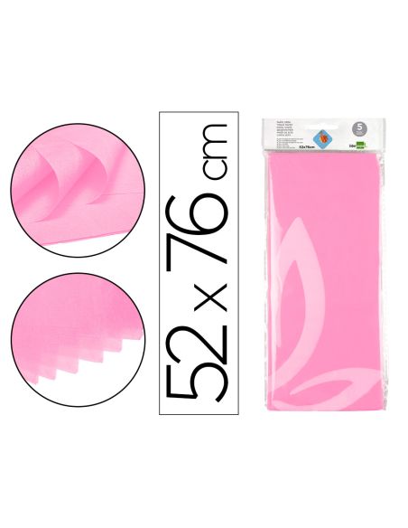 Papel Seda Liderpapel 52X76Cm 18G/M2 Bolsa De 5 Hojas Rosa