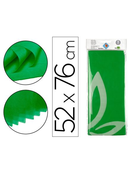 Papel Seda Liderpapel 52X76Cm 18G/M2 Bolsa De 5 Hojas Verde