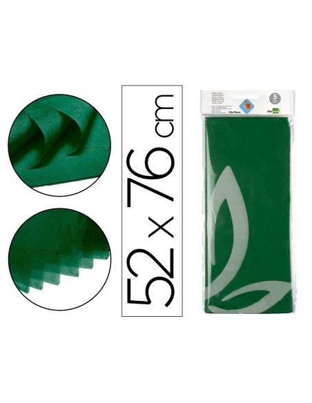 Papel Seda Liderpapel 52X76Cm 18G/M2 Bolsa De 5 Hojas Verde Oscuro