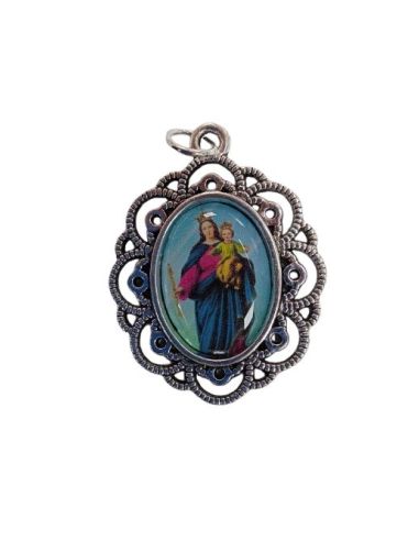 Medalla Orla Plateada 34X26Mm Auxiliadora