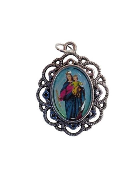 Medalla Orla Plateada 34X26Mm Auxiliadora