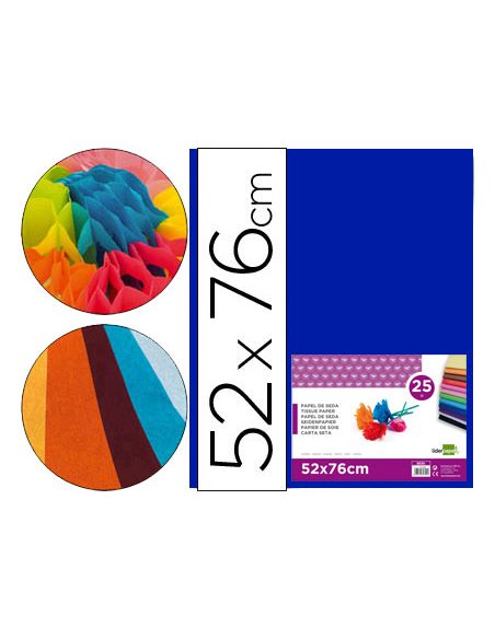 Papel Seda Liderpapel Azul 52X76 Cm 18 Gr Paquete De 25 Hojas
