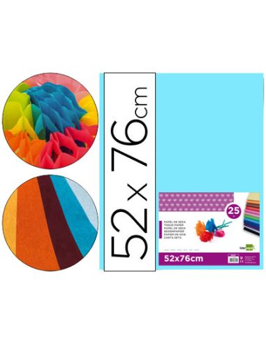 Papel Seda Liderpapel Celeste 52X76 Cm 18 Gr Paquete De 25 Hojas