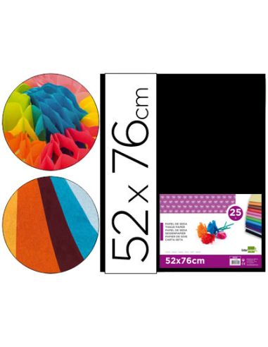 Papel Seda Liderpapel Negro 52X76 Cm 18 Gr Paquete De 25 Hojas