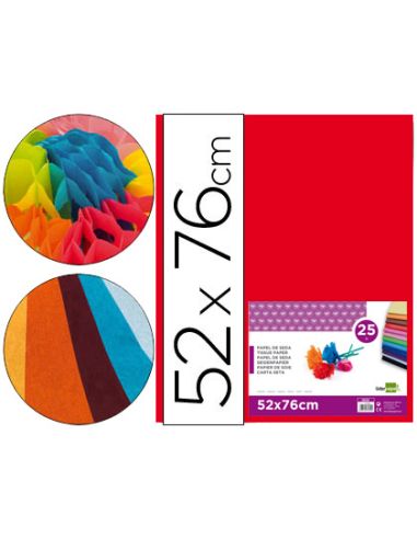 Papel Seda Liderpapel Rojo 52X76 Cm 18 Gr Paquete De 25 Hojas
