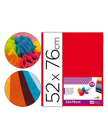 Papel Seda Liderpapel Rojo 52X76 Cm 18 Gr Paquete De 25 Hojas