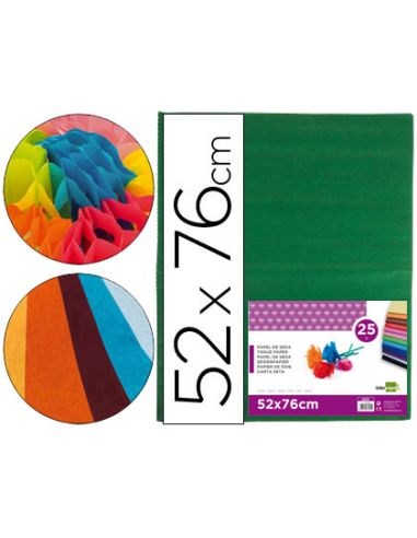 Papel Seda Liderpapel Verde Oscuro 52X76Cm 18 Gr/M2 Paquete De 25 Hojas