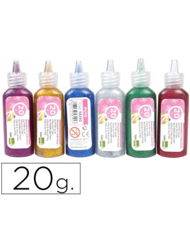 Purpurina Pegamento Liderpapel Fantasia Colores Metalicos Surtidos Bote 20 Gr