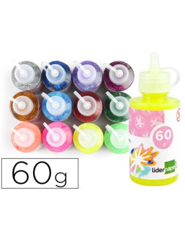 Purpurina Pegamento Liderpapel Fantasia Colores Metalicos Surtidos Bote De 60 Gr