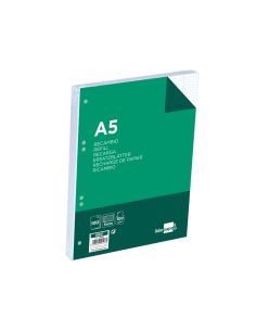 Recambio Liderpapel A5 100 H 100Gr Cuadro 5Mm Con M Argen 6 Taladros 2