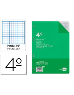 Recambio Liderpapel Cuarto 100 Hojas 60Gr Rayado Nº 46 6 Taladros