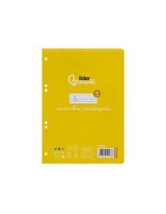 Recambio Liderpapel A5 Pautaguia 100 Hojas 75Gr Cuadriculado Pautado 4Mm Con Margen 6 Taladros 2