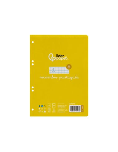 Recambio Liderpapel A5 Pautaguia 100 Hojas 75Gr Cuadriculado Pautado 4Mm Con Margen 6 Taladros