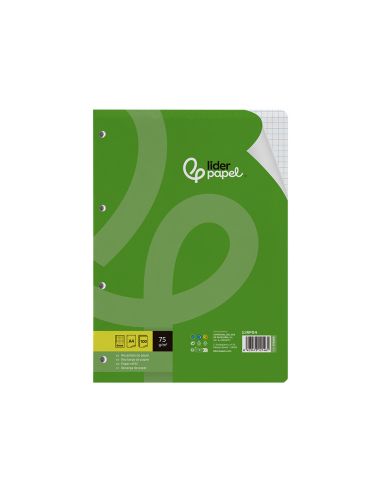 Recambio Liderpapel A4 100 Hojas 75Gr Cuadro 6Mm 4 Taladros Con Margen