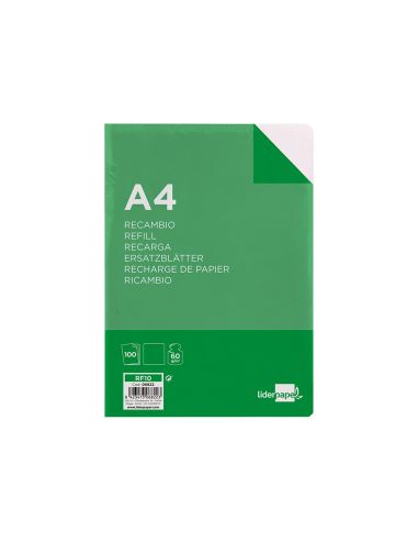 Recambio Liderpapel A4 100 Hojas 60Gr Liso Sin Margen 4 Taladros