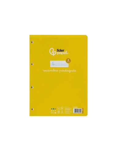 Recambio Liderpapel A4 Pautaguia 100 Hojas 75Gr Cuadriculado Pautado 4Mm Con Margen 4 Taladros