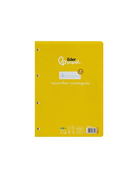 Recambio Liderpapel A4 Pautaguia 100 Hojas 75Gr Cuadriculado Pautado 4Mm Con Margen 4 Taladros