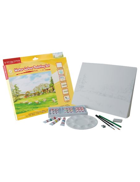 Set Acuarela Lidercolor Contiene 10 Laminas Acuarela 27X38Cm 1 Paleta Plast 12X12Ml1 Sacapunt 1 Perfilador 1 Goma