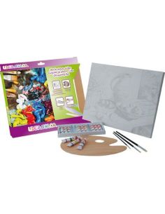 Set Pintura Al Oleo Lidercolor Contiene 1 Lienzo Imprimacion 30X40Cm 1 Paleta Madera 3 Brochas Tubos 12X12Ml Oleo