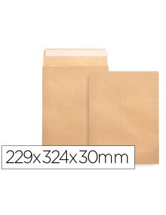 Sobre Liderpapel Bolsa Fuelle Kraft 229X324X30 Mm Solapa Tira De Silicona Papel 120 Gr Caja De 50 Unidades