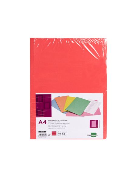 Subcarpeta Liderpapel A4 Rojo Pastel 180G/M2