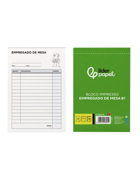 Talonario Liderpapel Camarero Octavo Sin Iva 202 Duplicado Texto En Portugues