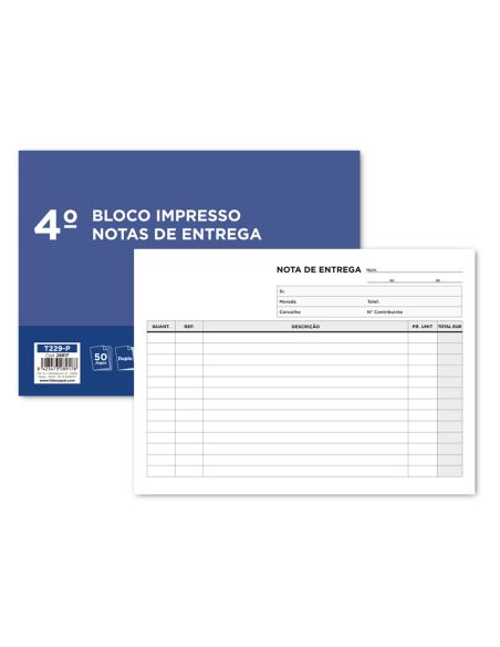 Talonario Liderpapel Entregas Cuarto Apaisado 229 Duplicado -Texto En Portugues