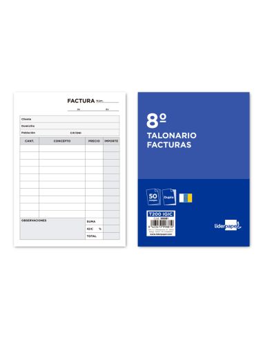 Talonario Liderpapel Facturas 8º Original Y Copia T200 Con I.G.I.C