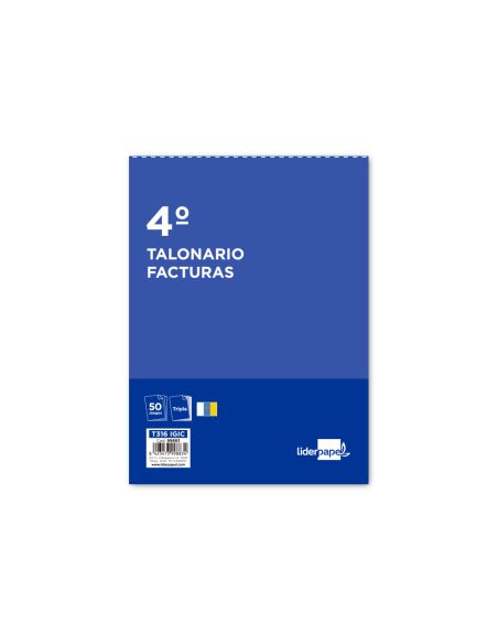 Talonario Liderpapel Facturas Cuarto Original Y 2 Copias T316 Con I.G.I.C.