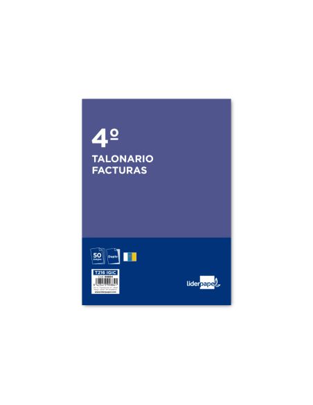 Talonario Liderpapel Facturas Cuarto Original Y Copia T216 Con I.G.I.C.