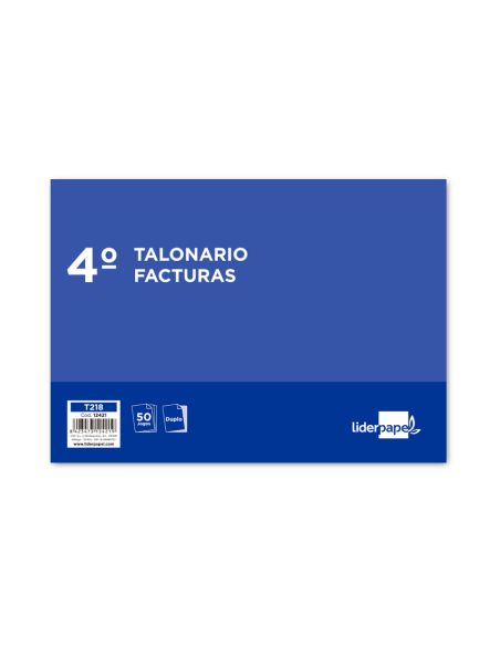 Talonario Liderpapel Facturas Cuarto Original Y Copia T218 Apaisado Con I.V.A.