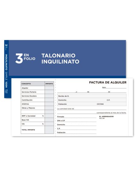 Talonario Liderpapel Inquilinato Tres En Folio 107 Con Condiciones