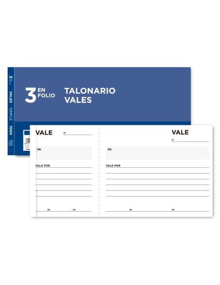 Talonario Liderpapel Vales Tres En Folio 104