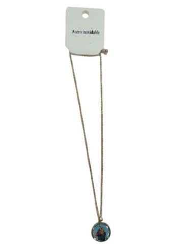 Gargantilla Medalla Redonda 20Mm Acero Inox. Maria Auxiliadora