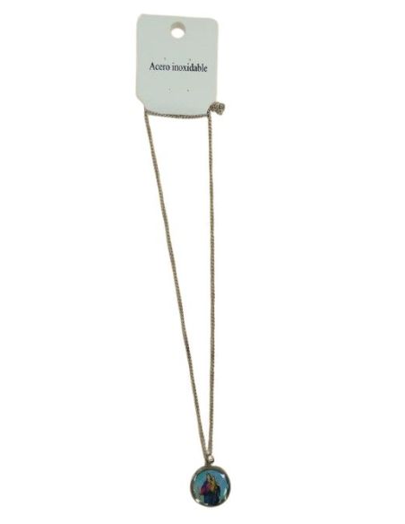 Gargantilla Medalla Redonda 20Mm Acero Inox. Maria Auxiliadora