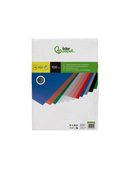 Tapa Encuadernacion Liderpapel Polipropileno A3 0.5 Mm Transparente Paquete De 100 Unidades
