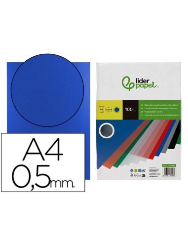 Tapa Encuadernacion Liderpapel Polipropileno A4 0.5Mm Azul Opaco Paquete De 100 Unidades