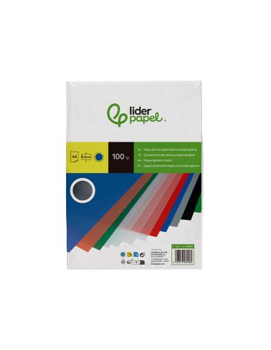 Tapa Encuadernacion Liderpapel Polipropileno A4 0.5Mm Azul Opaco Paquete De 100 Unidades