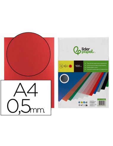 Tapa Encuadernacion Liderpapel Polipropileno A4 0.5Mm Rojo Opaco Paquete De 100 Unidades