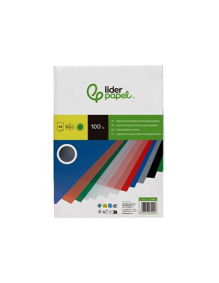 Tapa Encuadernacion Liderpapel Polipropileno A4 0.5Mm Verde Opaco Paquete De 100 Unidades